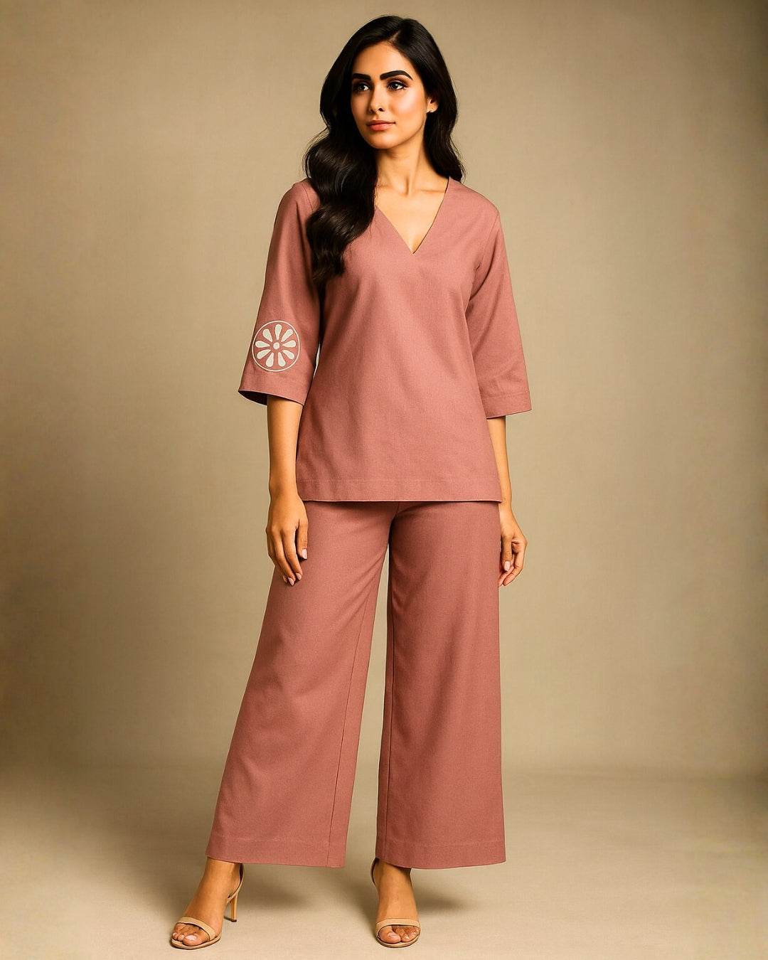 Light Brown Silk Co-ord Set for Women