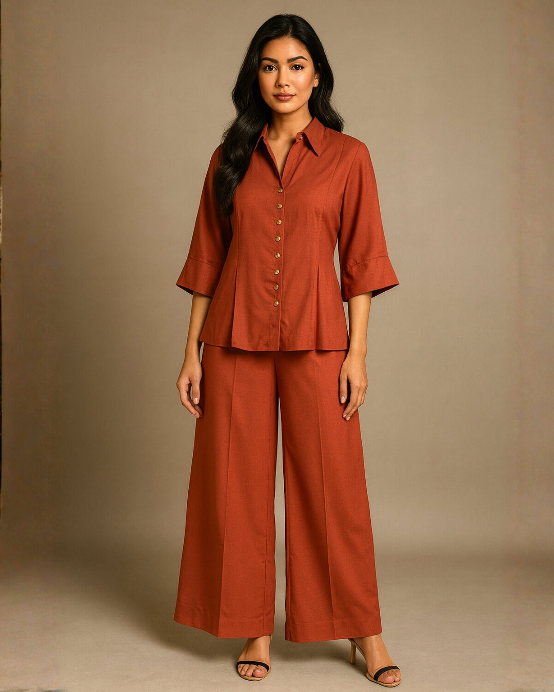 Rust Silk Co-ord Set for Women