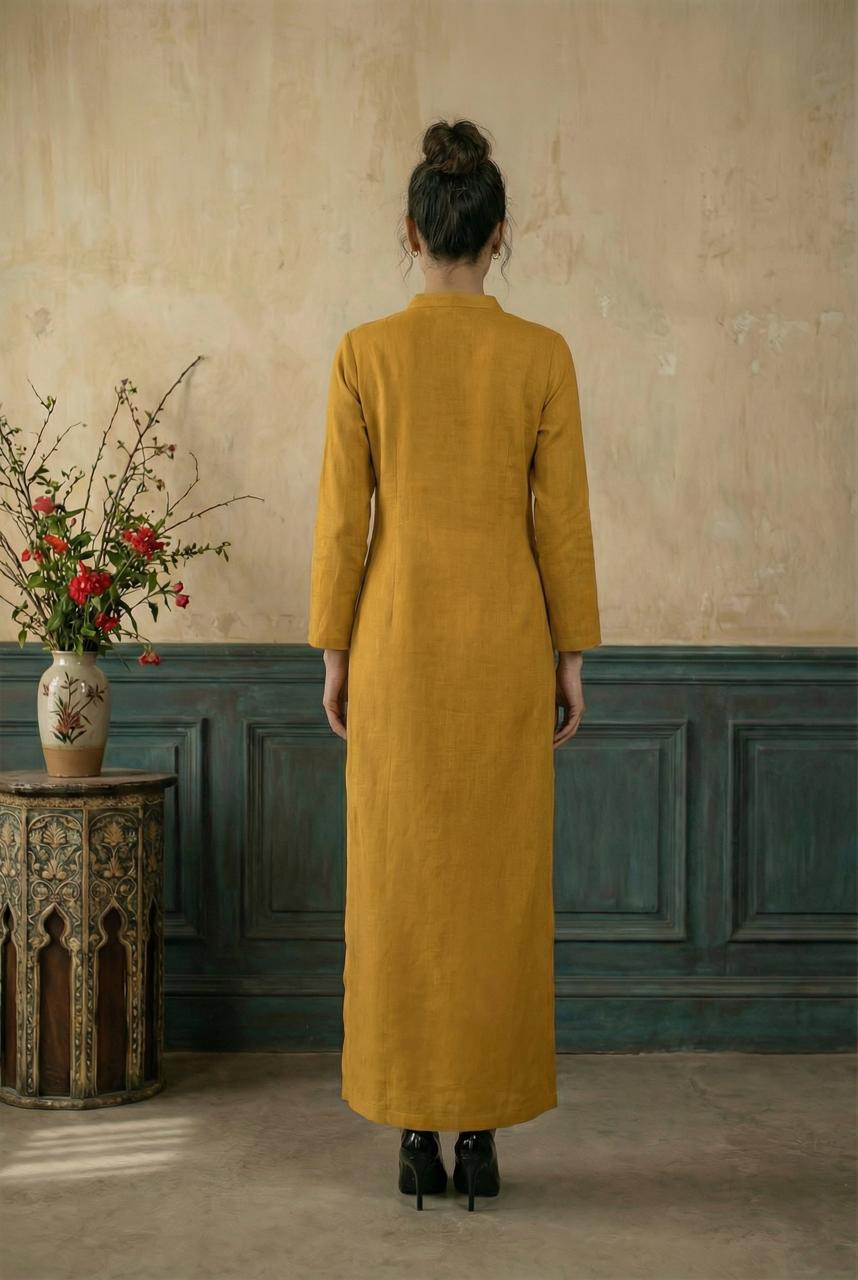 Mustard Ankle-Length Straight Dress