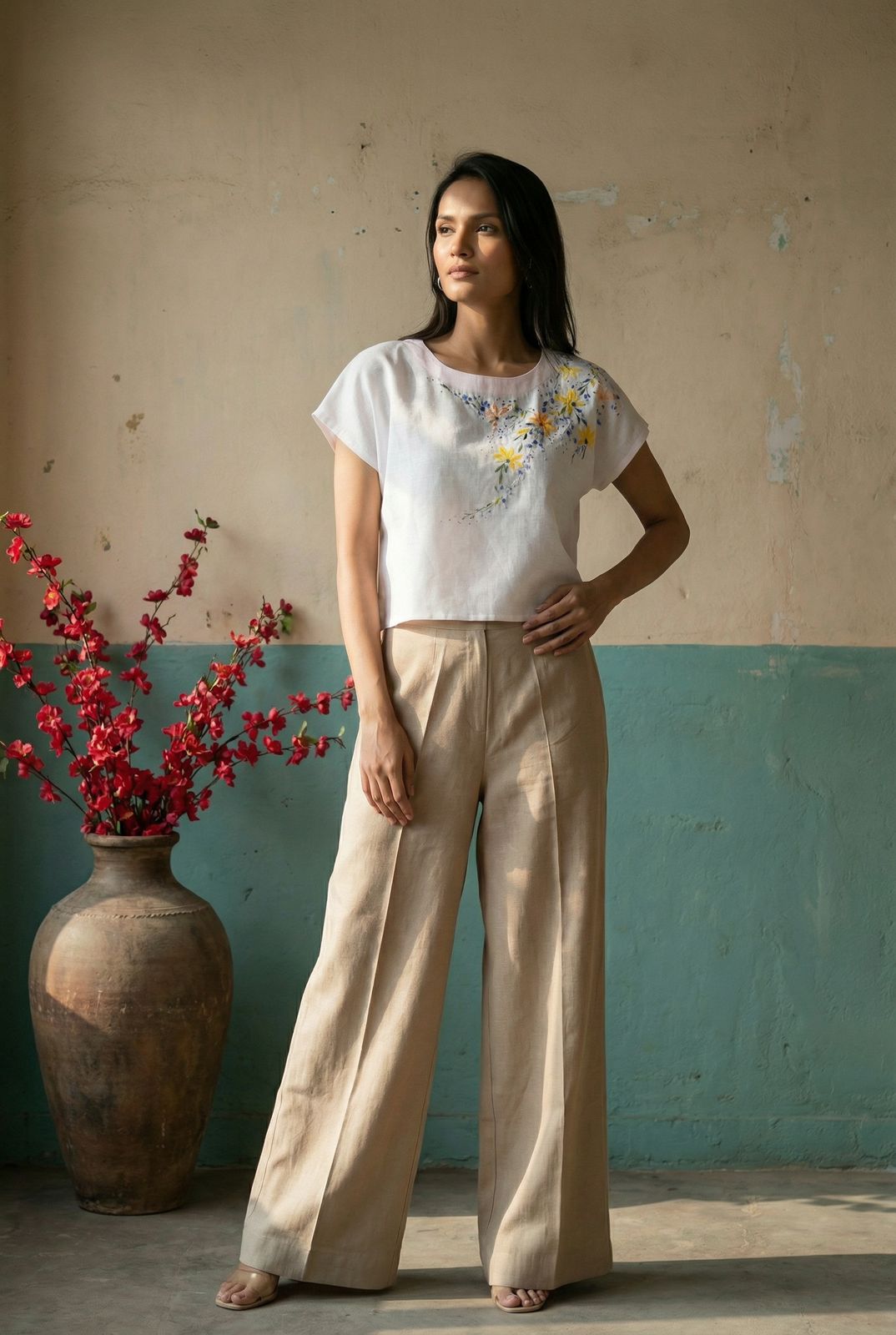 Beige Women Trouser Pant