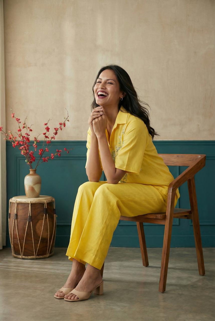 Yellow Women Trouser Pant