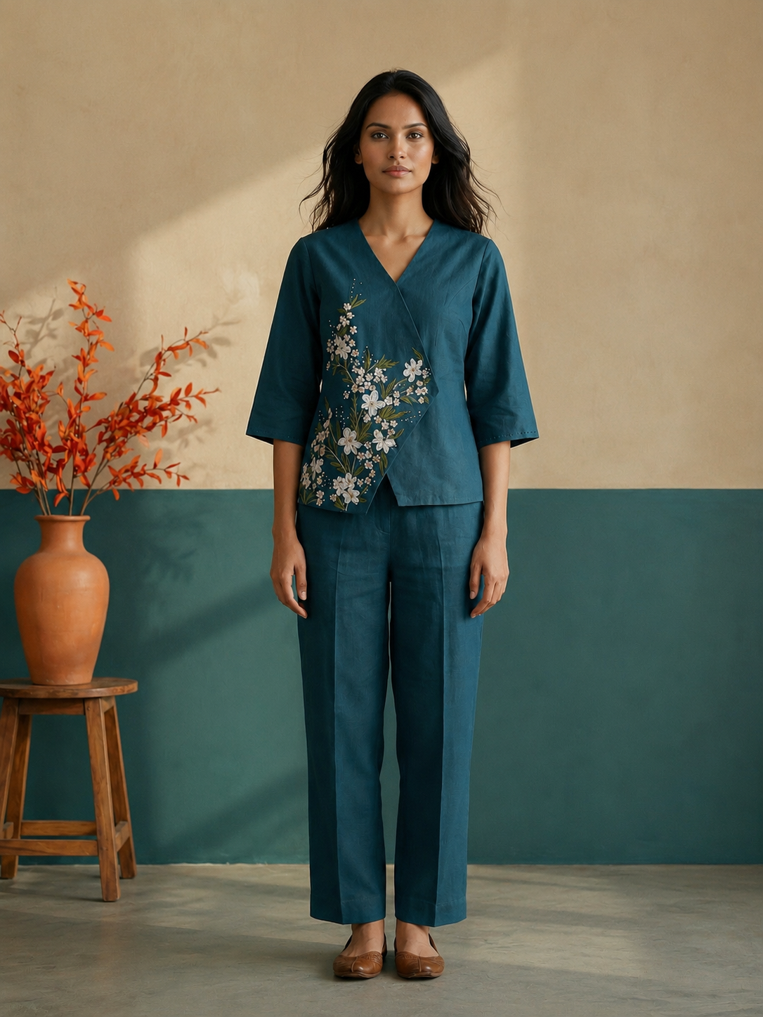 Teal Cross Over Top