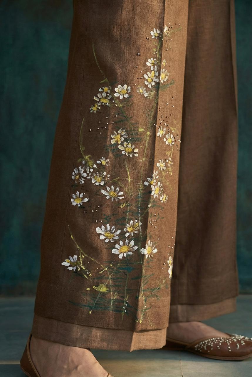 Brown Kimono Hand Painted Top