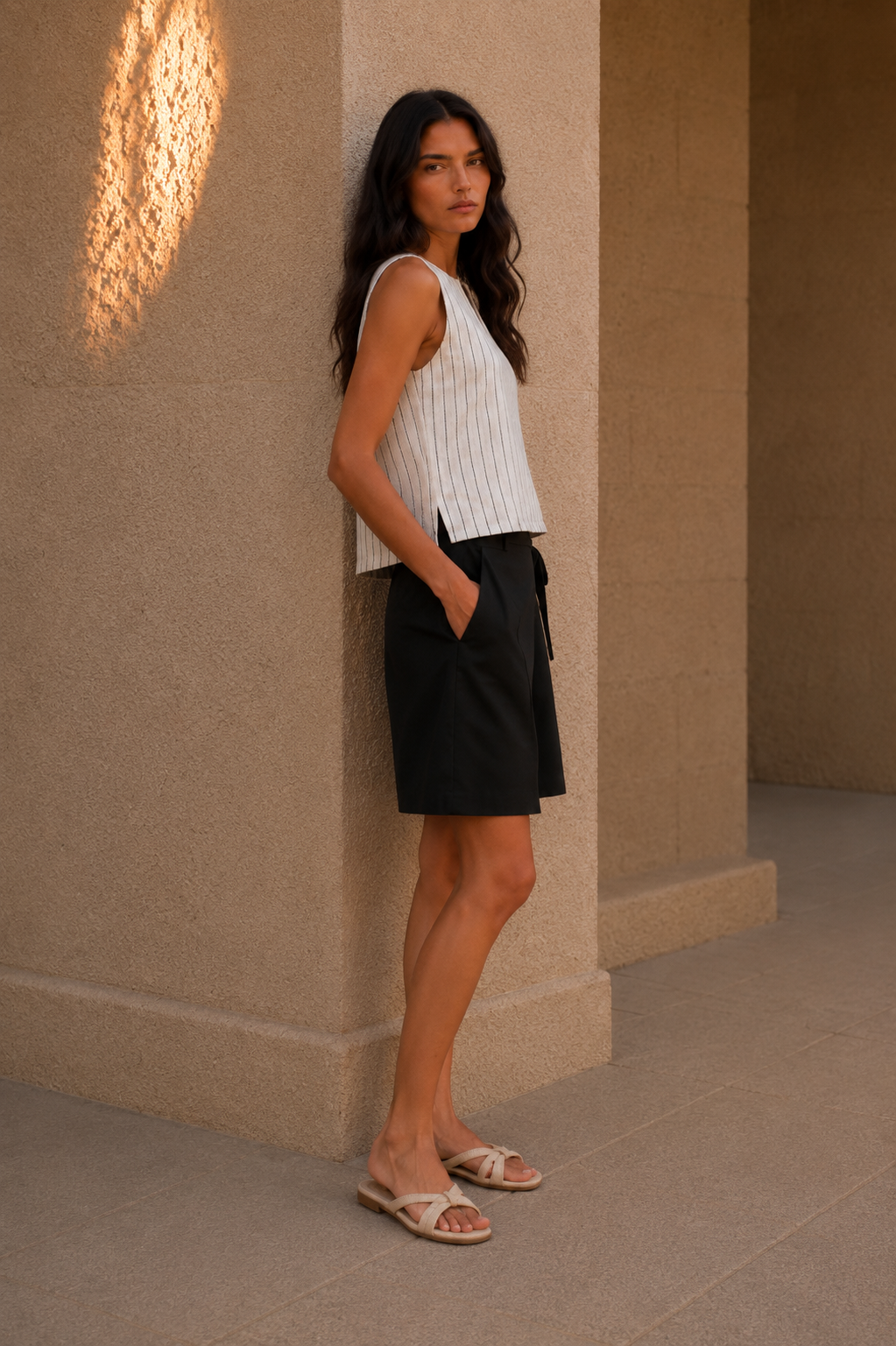 Chhaya Gandhi Women Black Cotton Blend Wrap Skort with Side Tie-Up