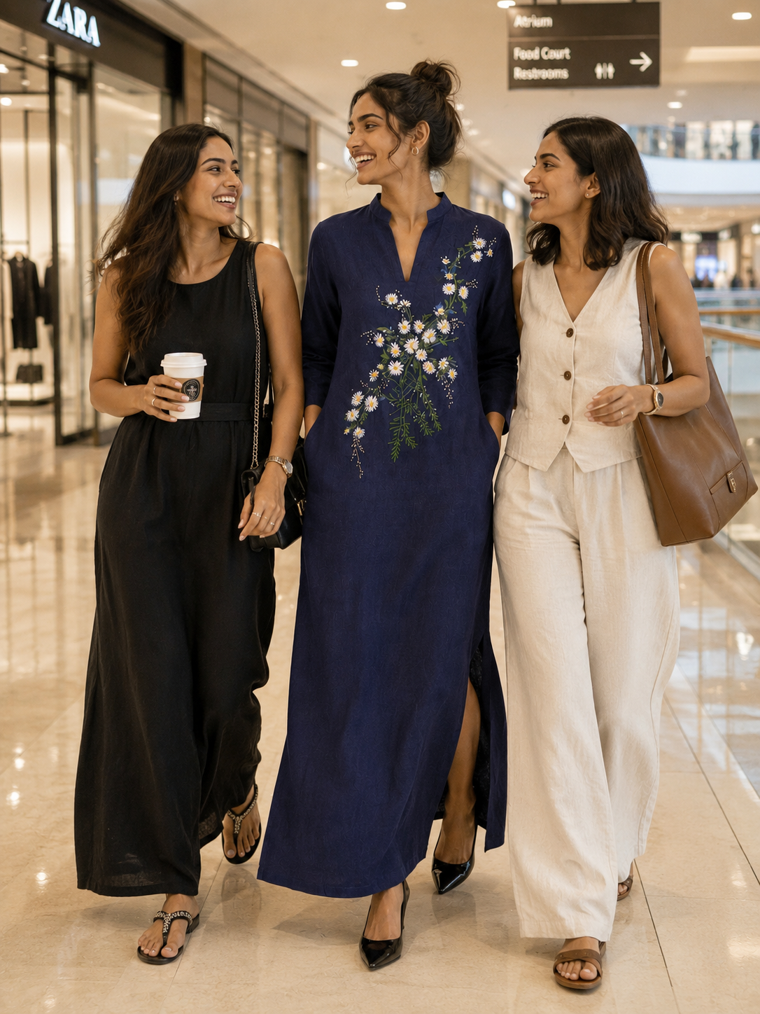 Blue Ankle-Length Straight Dress