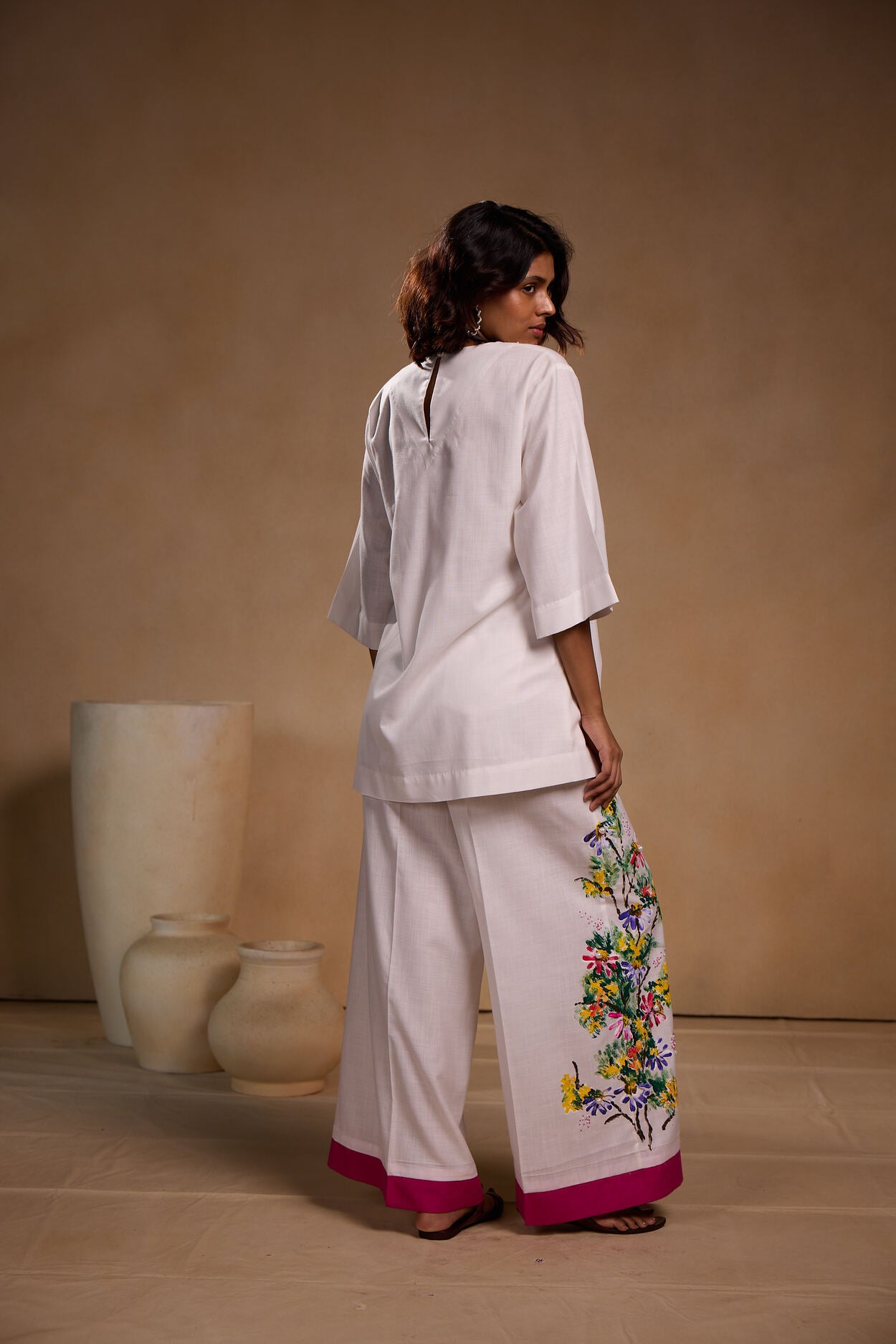 Cord Set - V Neck top with Painted Pant Set