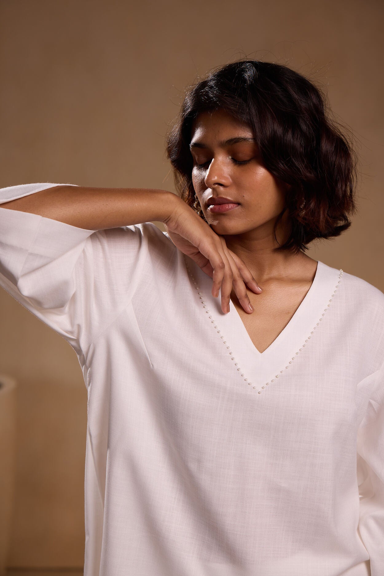 Cord Set - V Neck top with Painted Pant Set