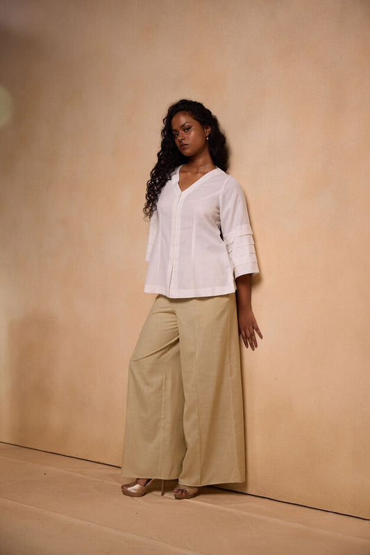 Cord Set - Pleated sleeves top with Pant Set