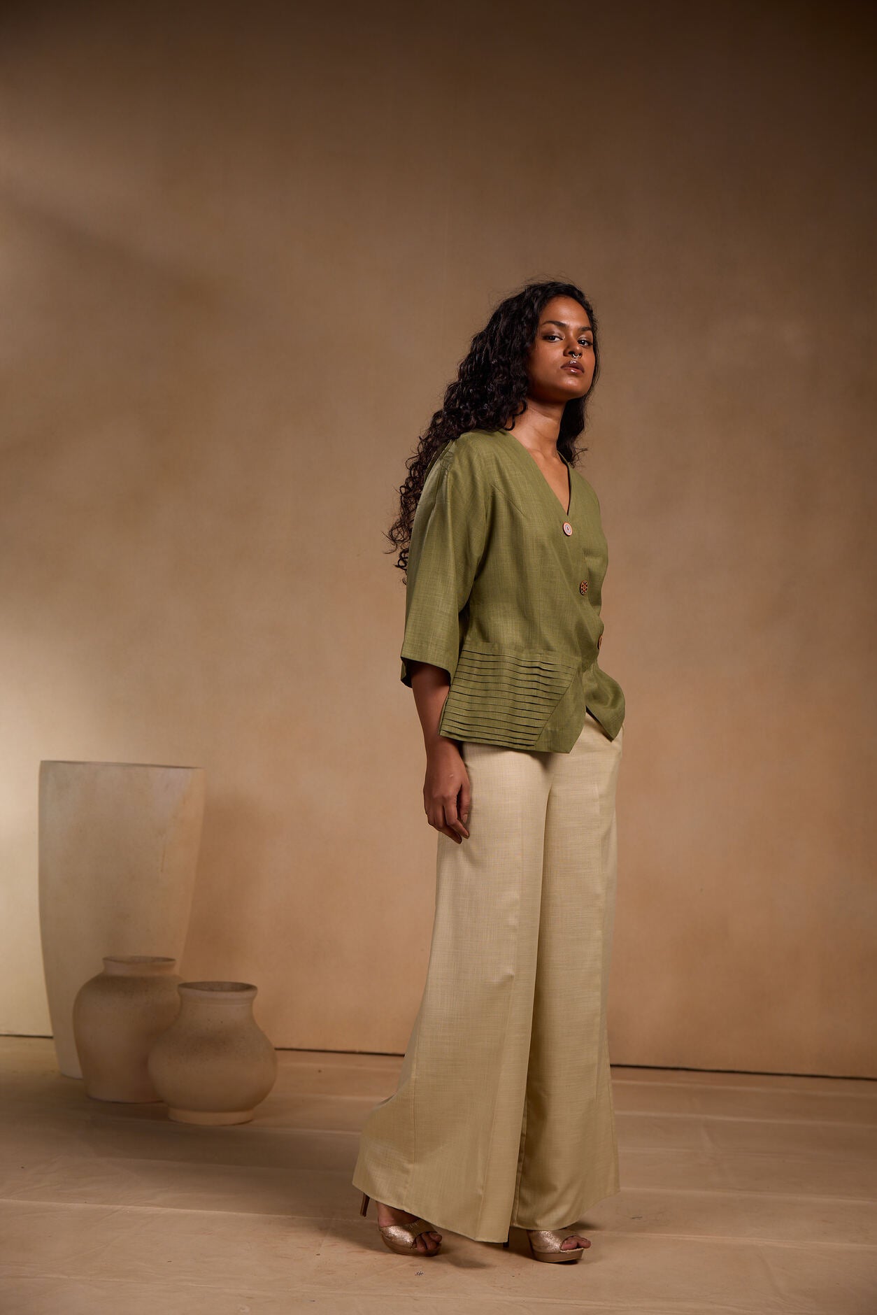 Co-Ord set Crossover pleated top with pants