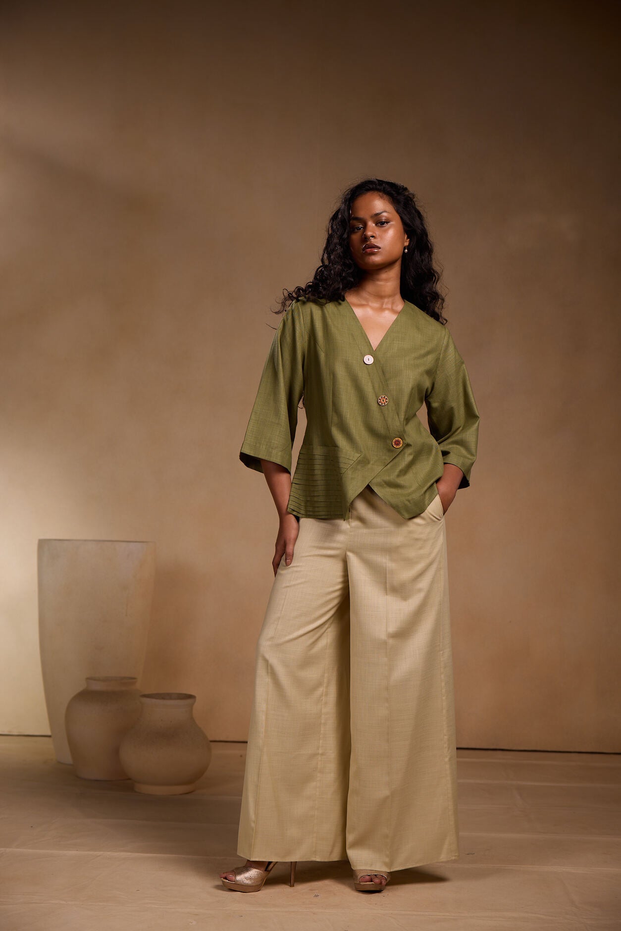 Co-Ord set Crossover pleated top with pants