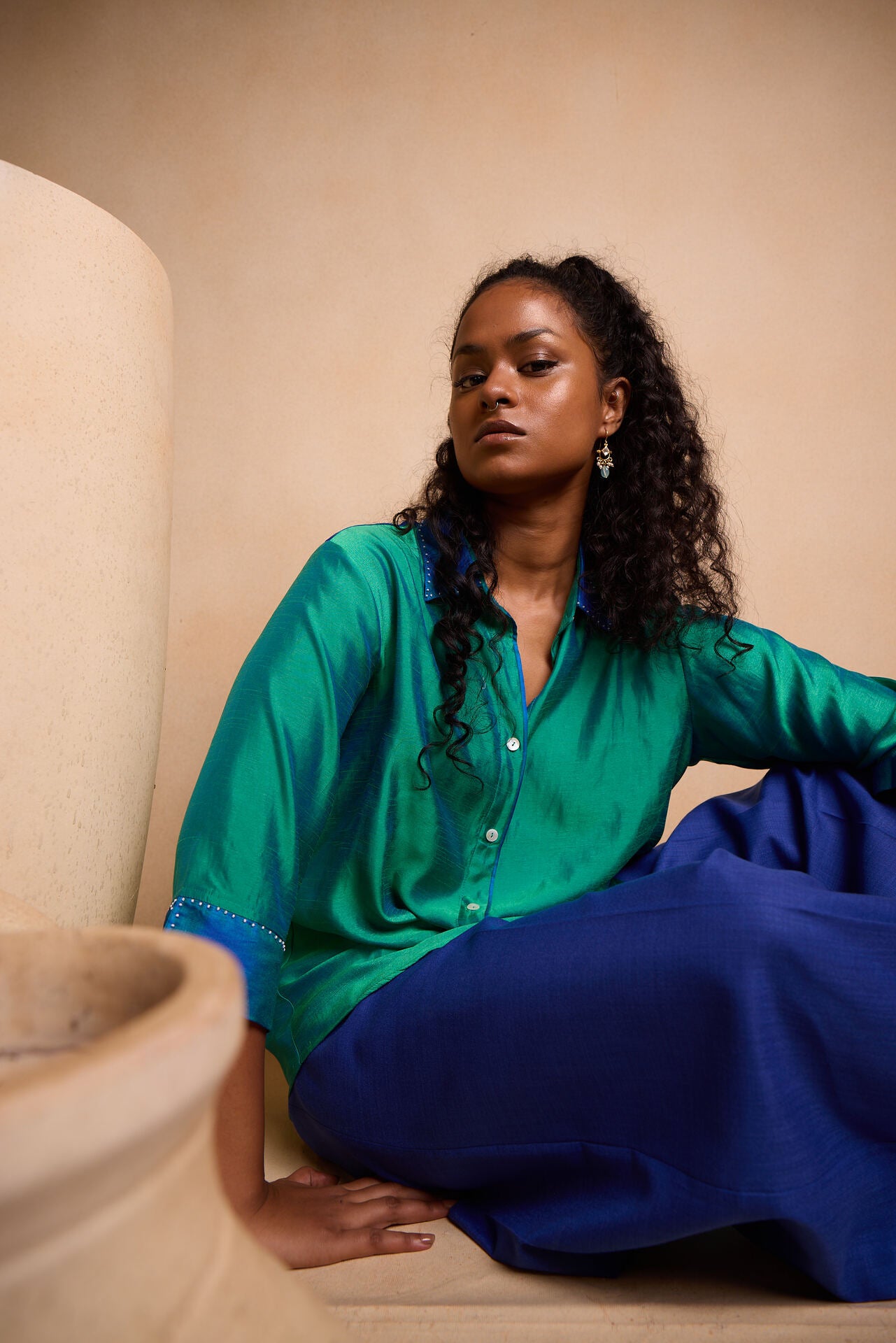 Blue Soft Silk Shirt