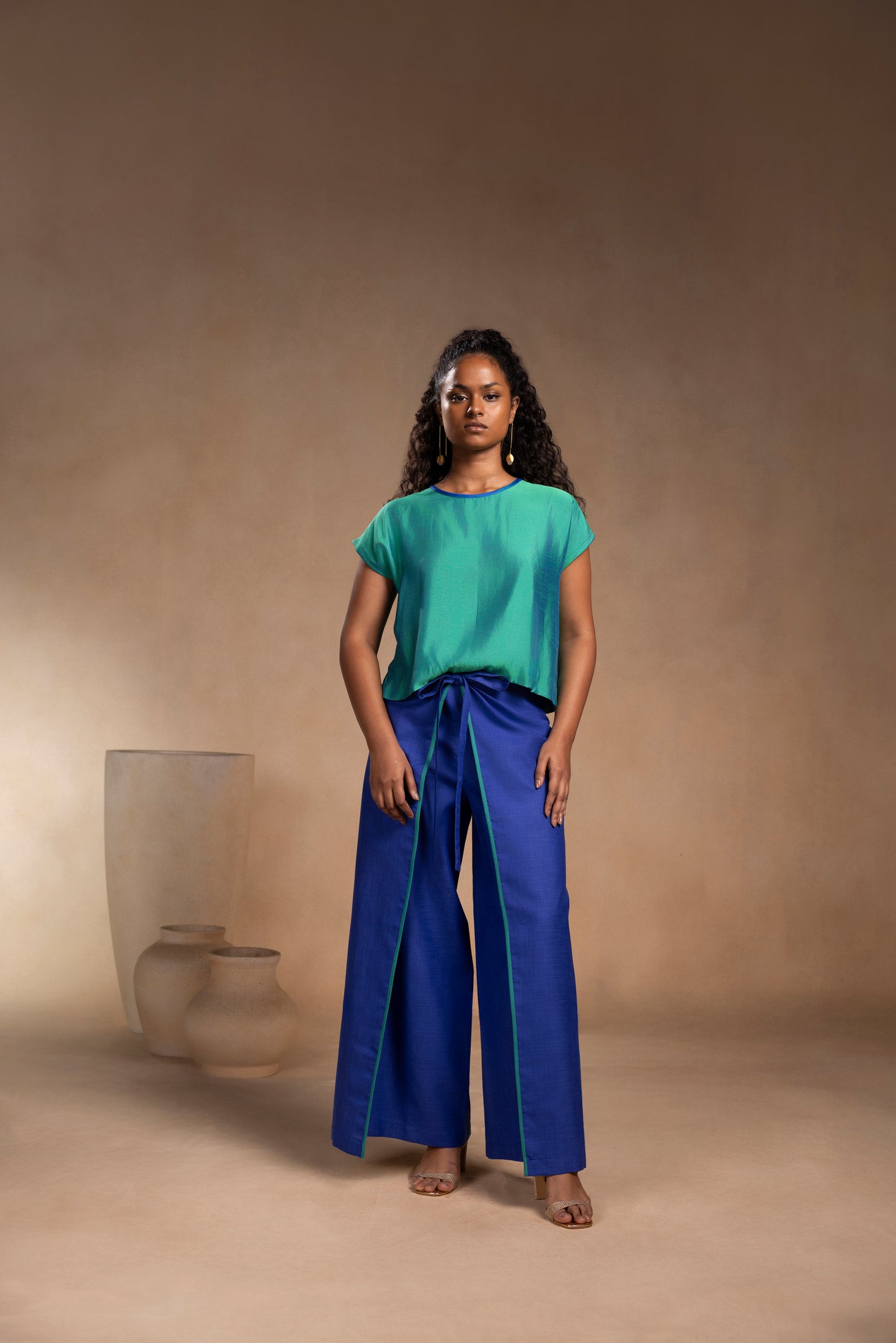 Kabuki Style Indigo Blue Cotton Wrap Pants