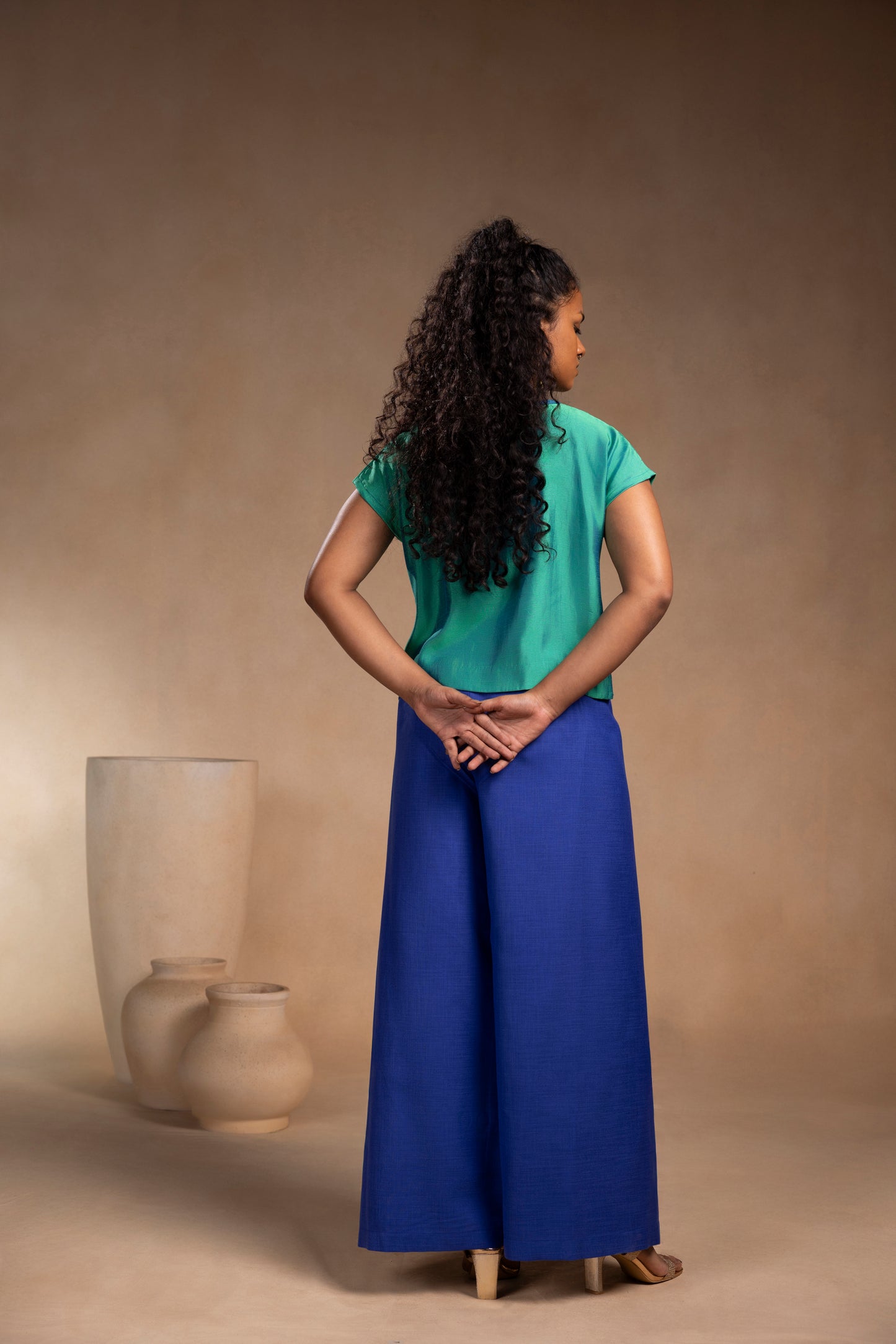 Kabuki Style Indigo Blue Cotton Wrap Pants