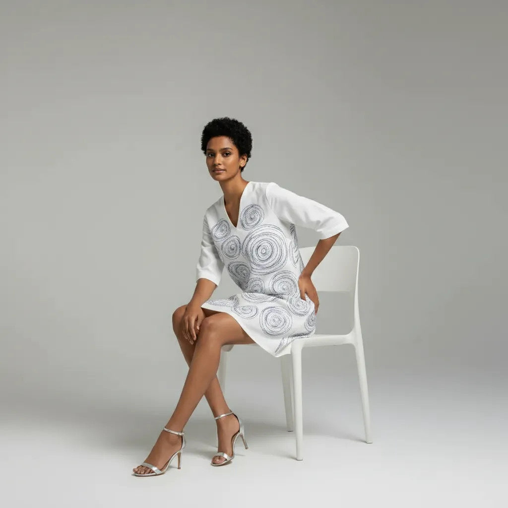 A-line dress with cut work