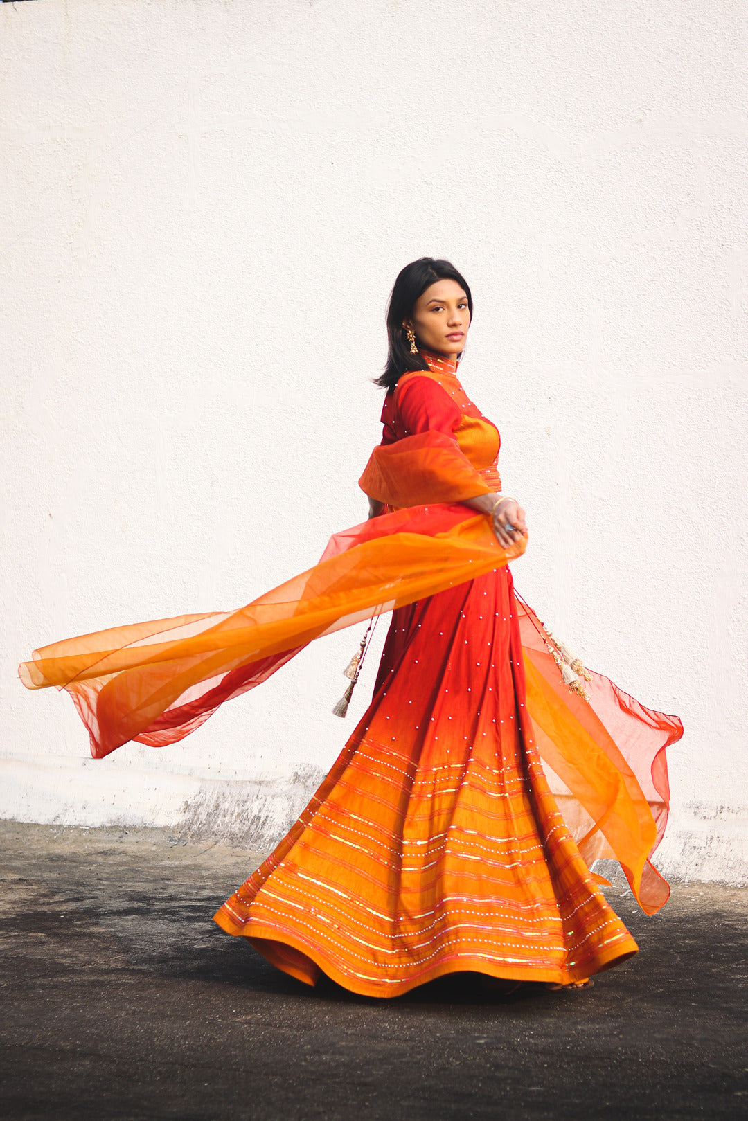 Raw Silk Ombre Lehenga Choli Set