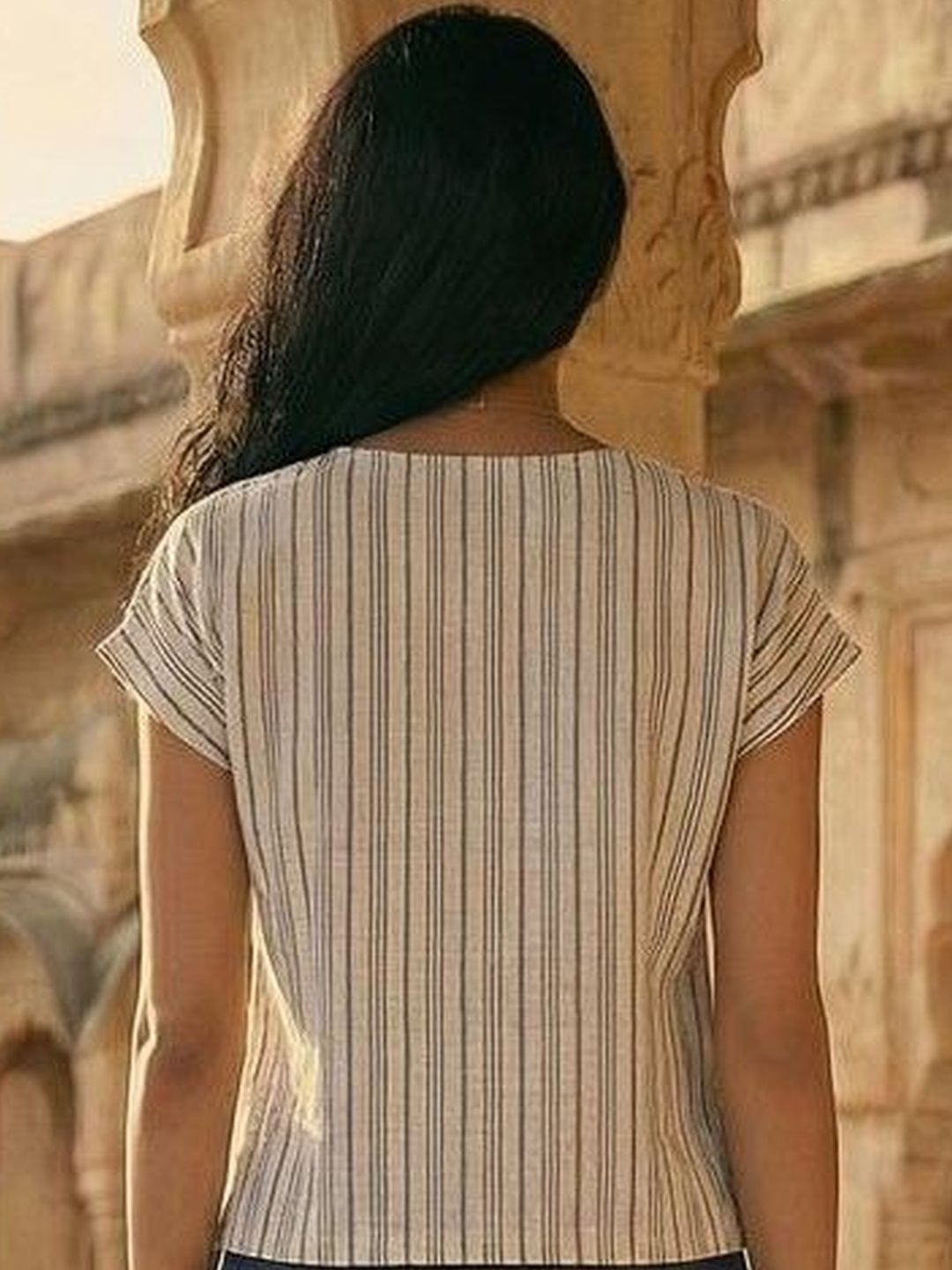 Kimono top with chinese collar