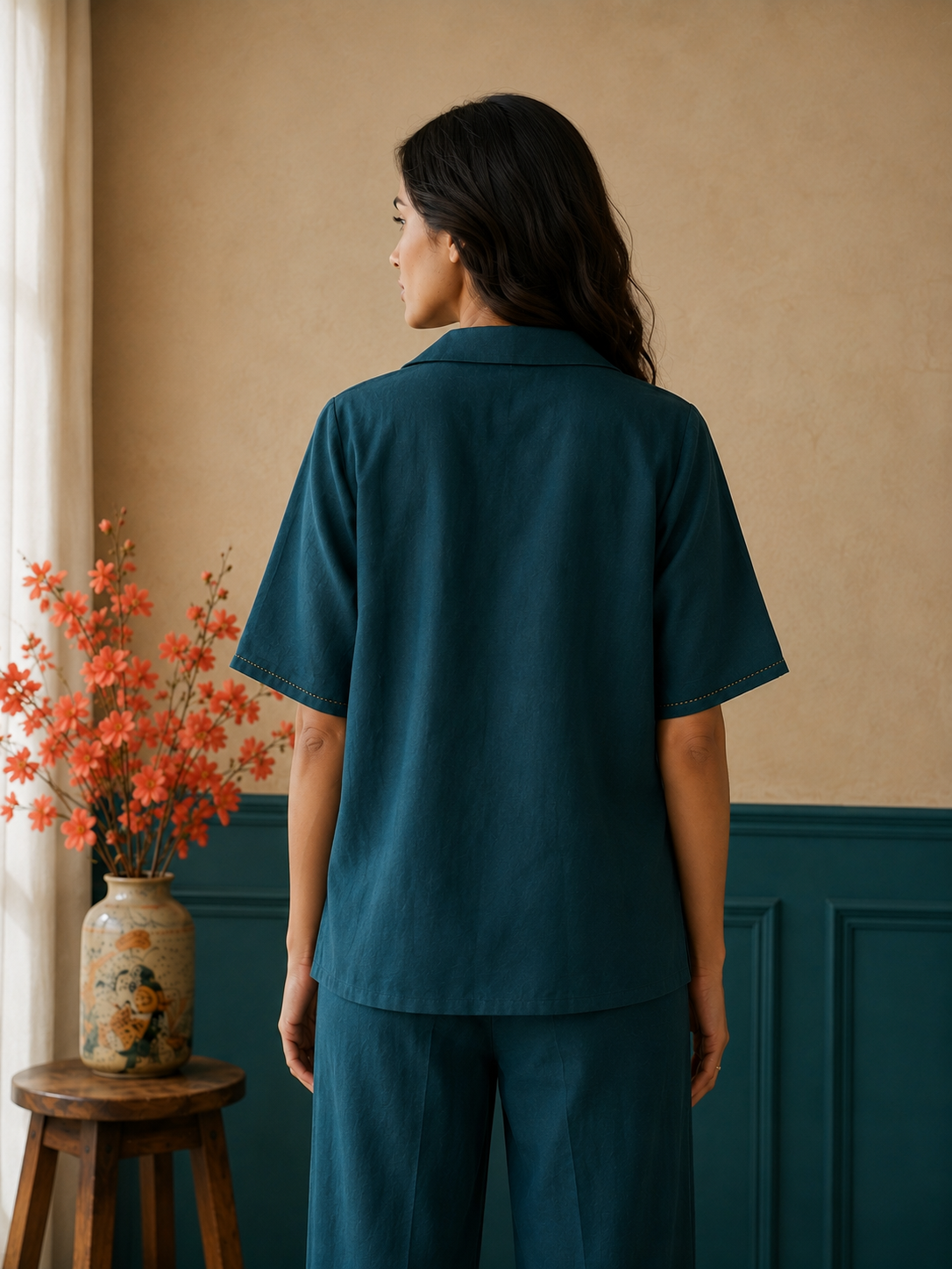 Teal Long Kimono Top
