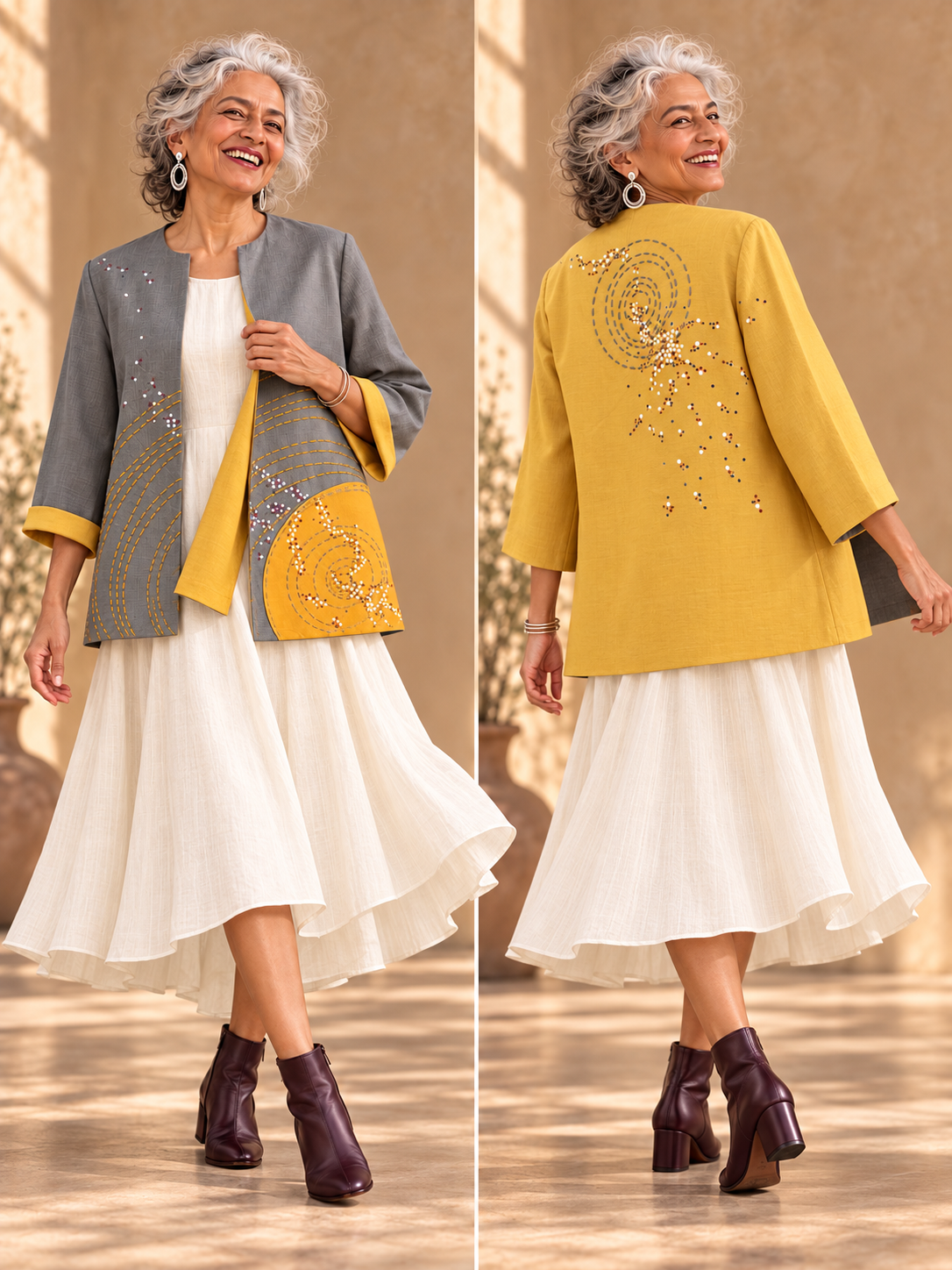 Grey and Yellow Reversible jacket