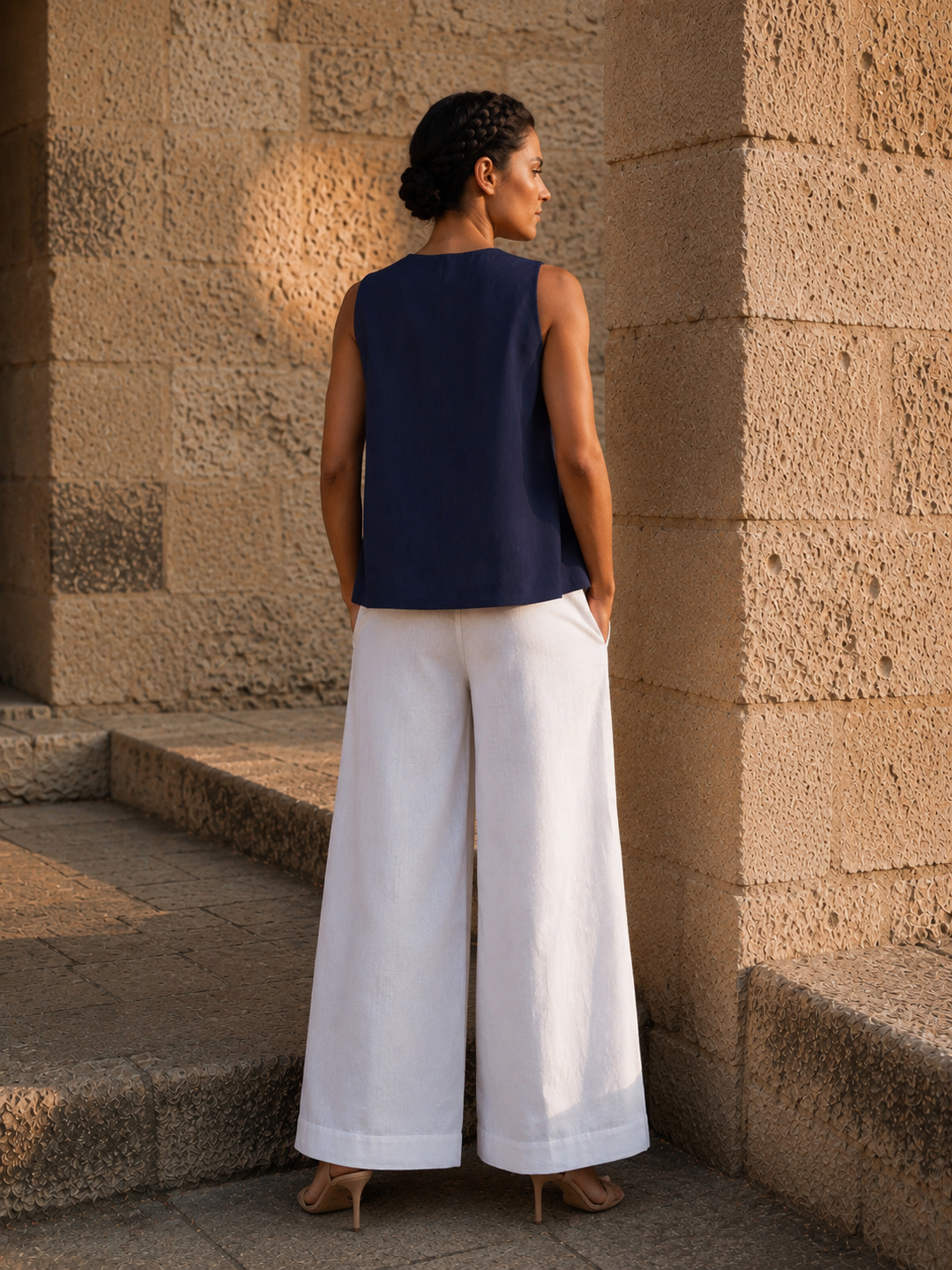 Navy Blue Key hole top