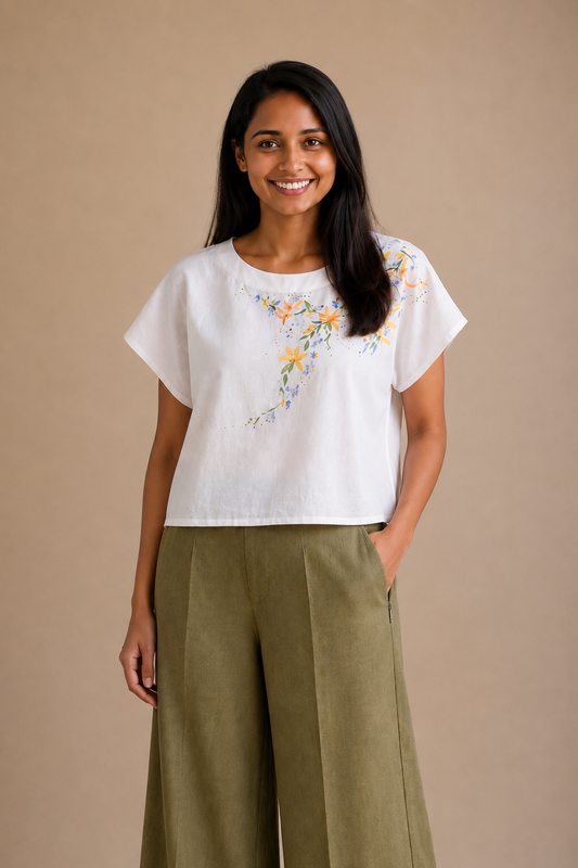 White Painted Kimono Top