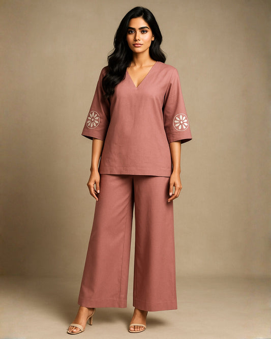 Light Brown Silk Co-ord Set for Women