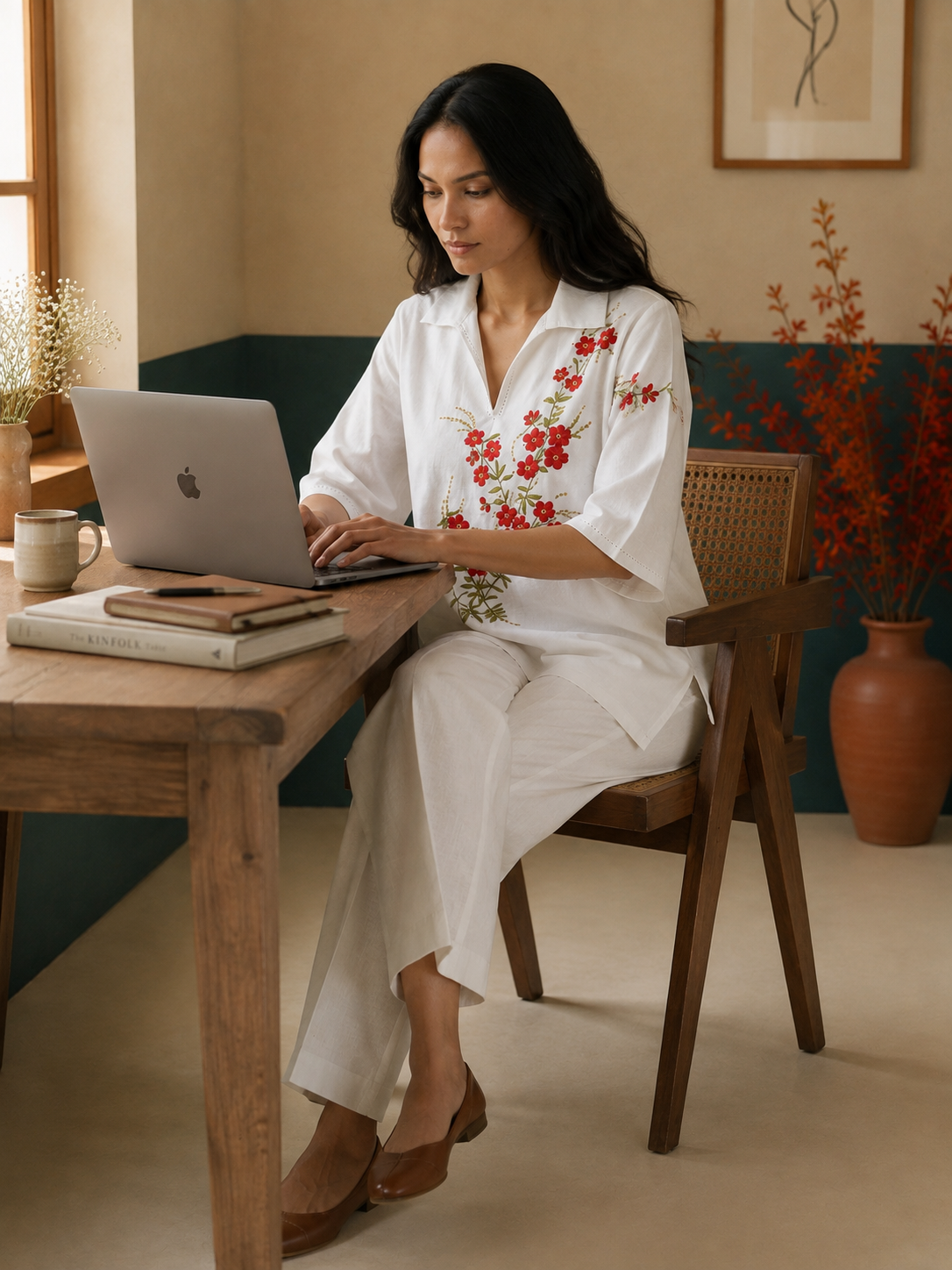 White Long Kimono Top