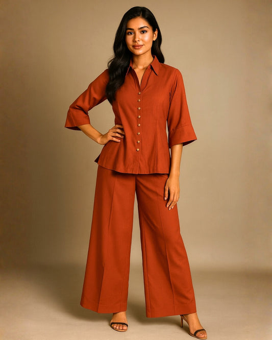 Rust Cotton Co-ord Set for Women