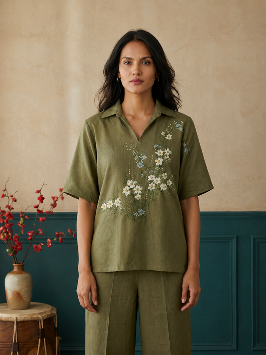 Olive Long Kimono Top