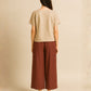 Women’s Beige Cotton Top & Dark Brown Cotton Pant Set