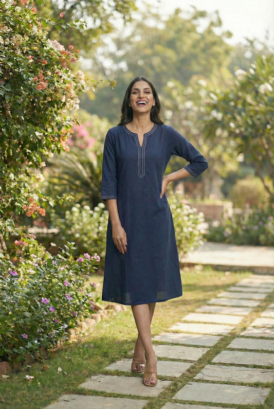 Navy Blue A-line dress