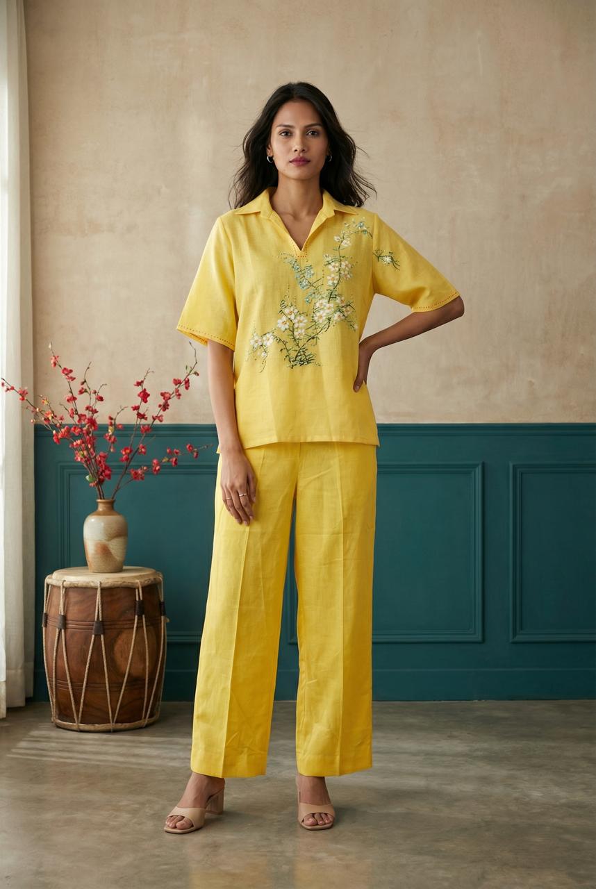 Yellow  Women Trouser Pant