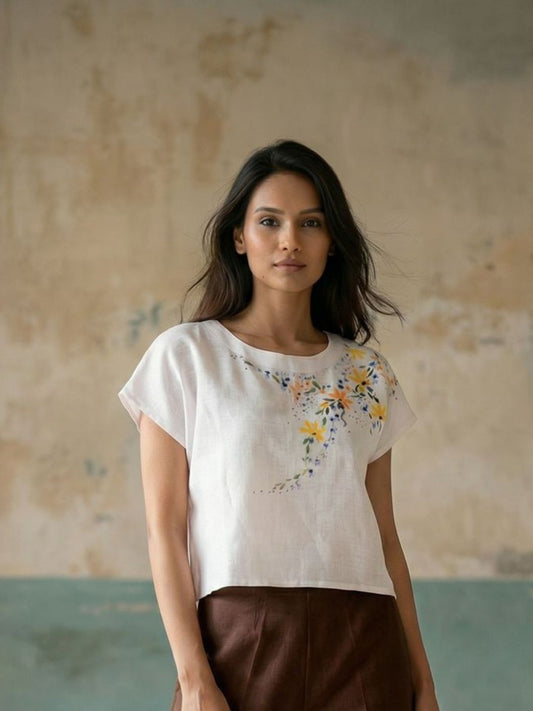 White Painted Kimono Top