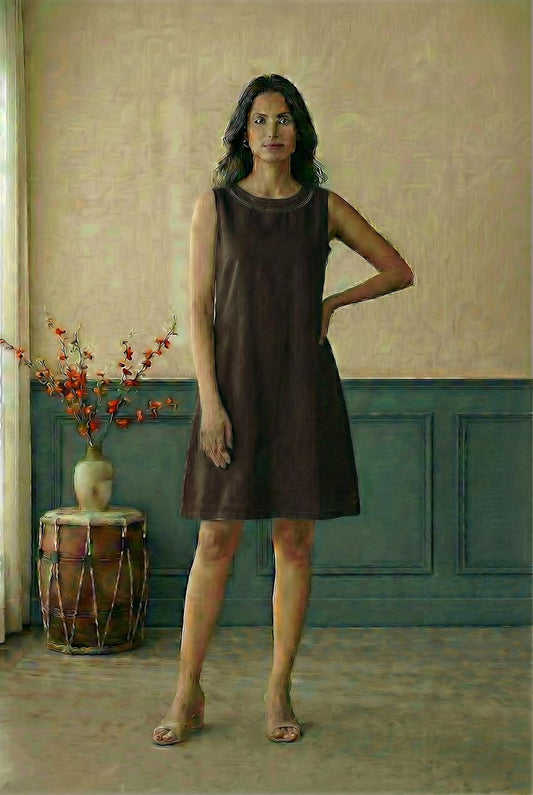 Black A-line sleevless dress