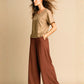 Women’s Beige Cotton Top & Dark Brown Cotton Pant Set