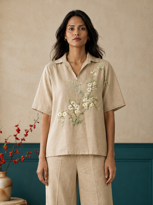 Beige Long Kimono Top
