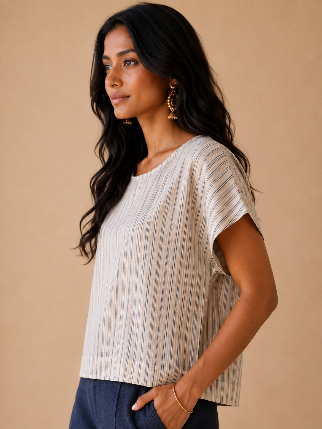White Stripes Kimono top