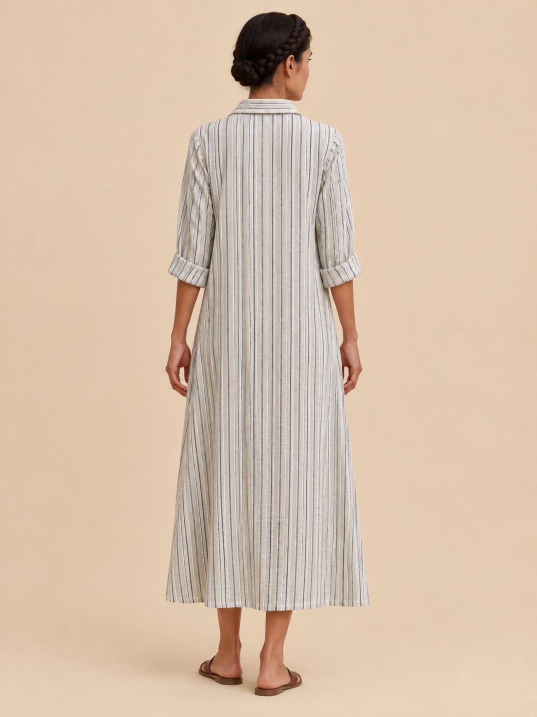 White Stripes  Long Shirt Dress