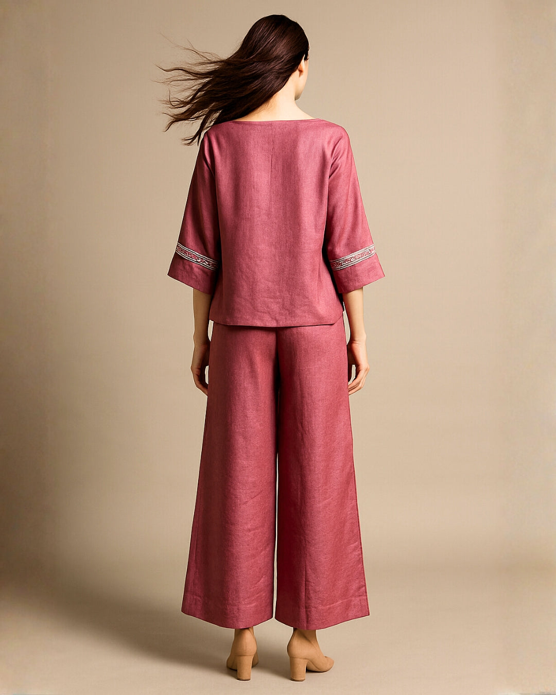 Dark Pink Top & Dark Pink Pant Co-ord Set for Women