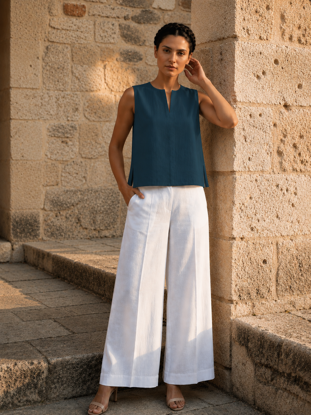 Teal Blue Key hole top