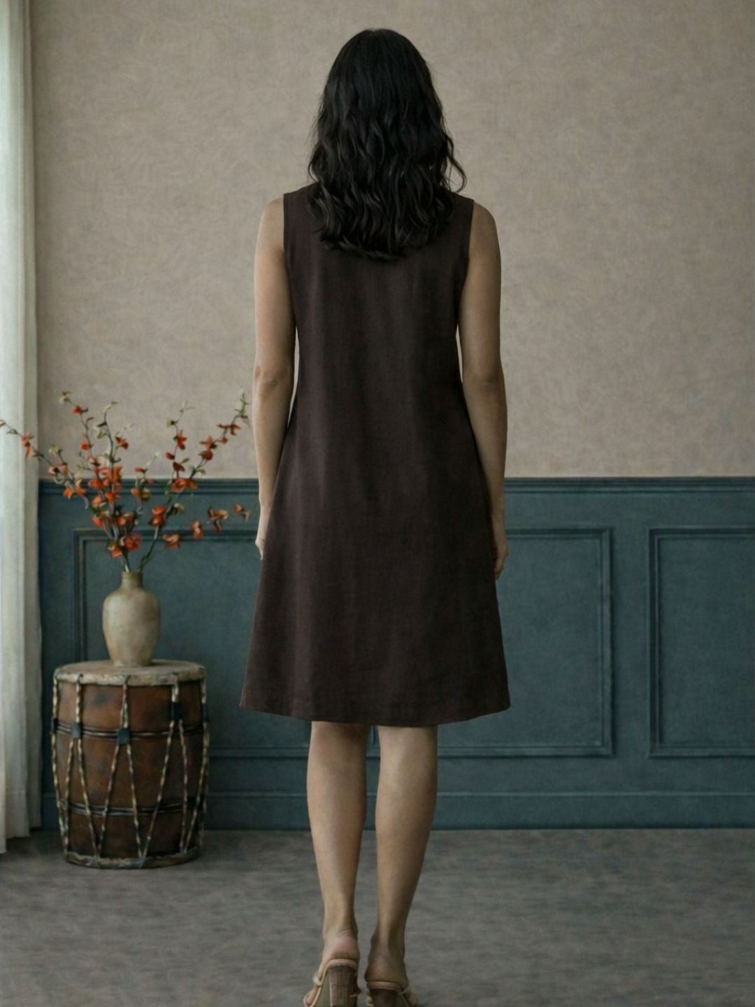 Black A-line sleevless dress