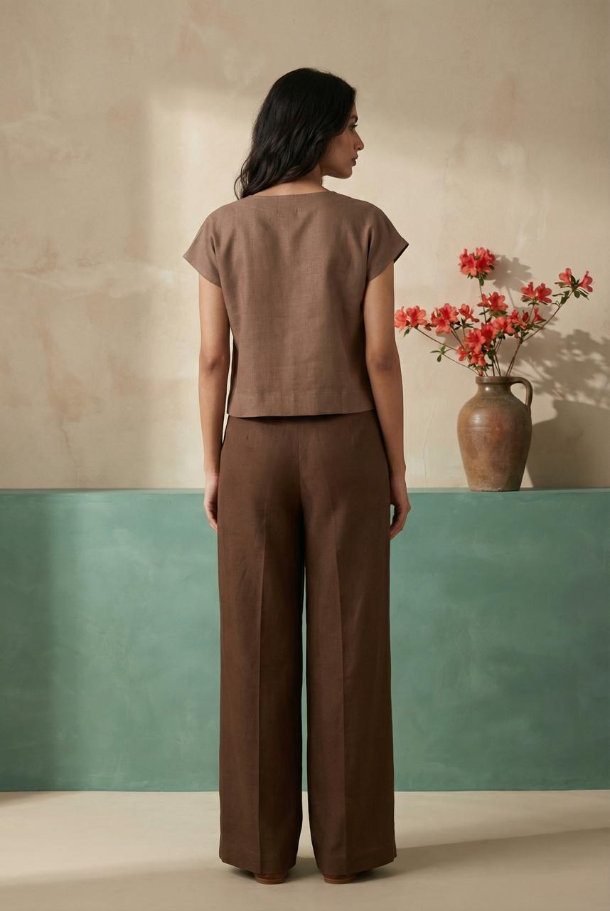Brown Kimono Hand Painted Top