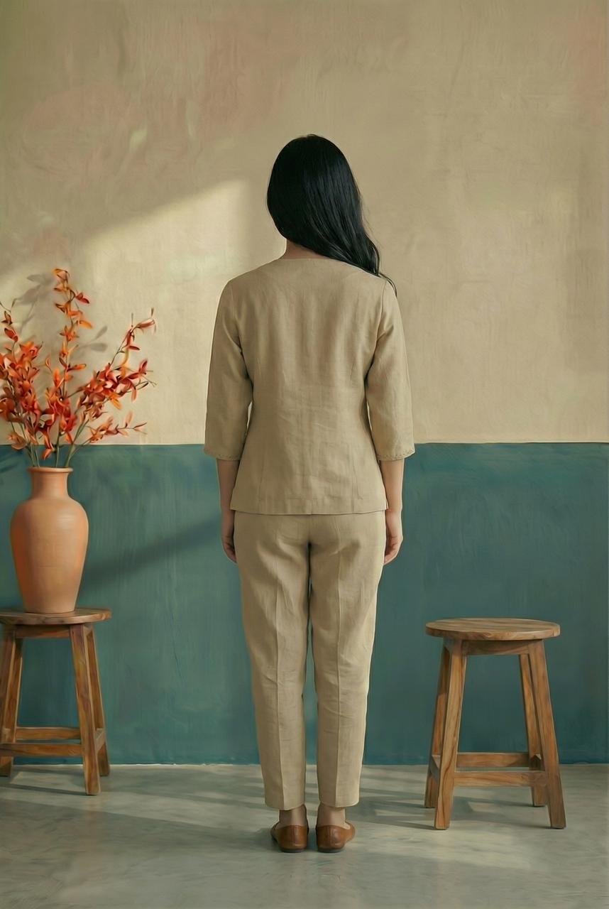 Beige Cross Over Top