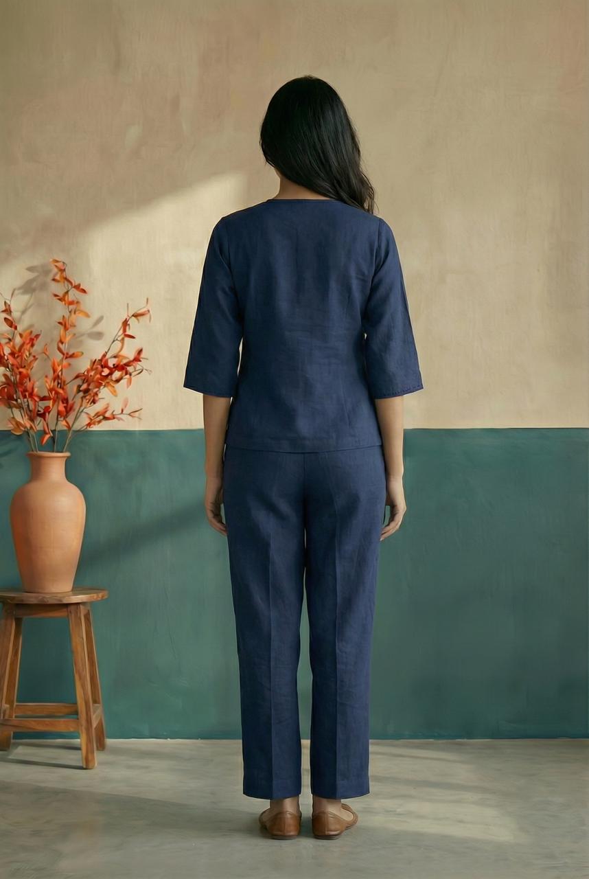 Navy Blue  Women Trouser Pant