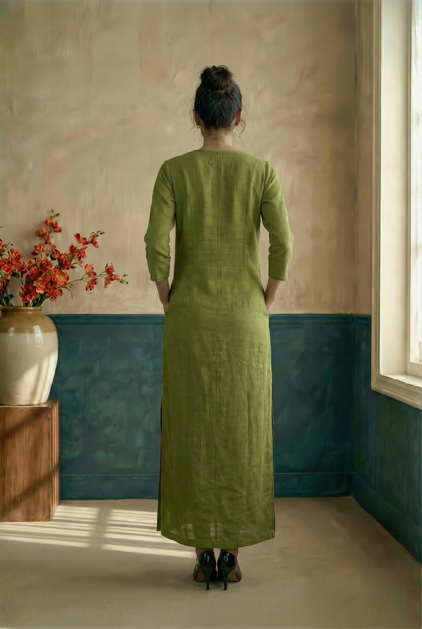 Green Long ankle length straight dress