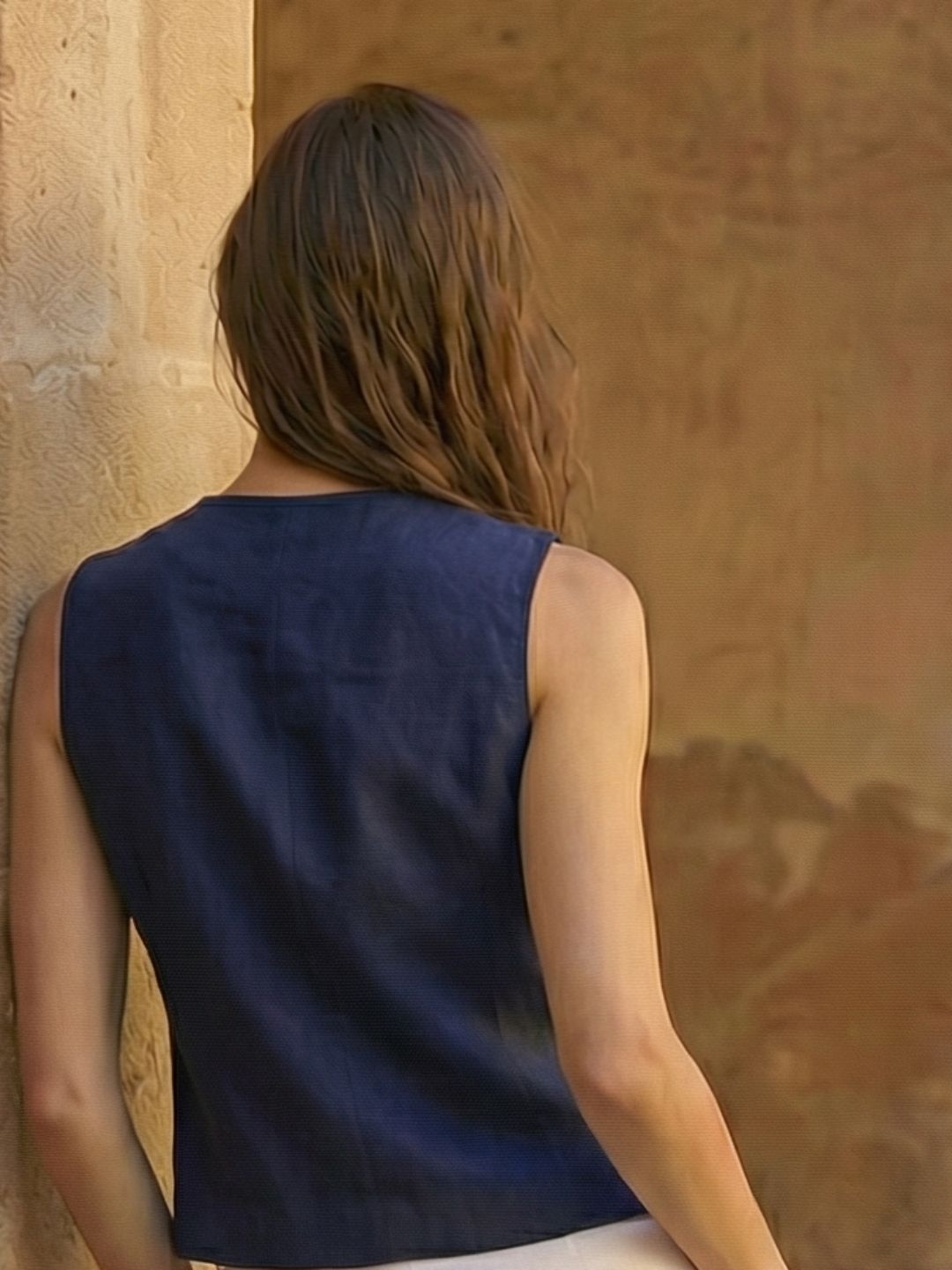 Structured vest V-neck Navy blue