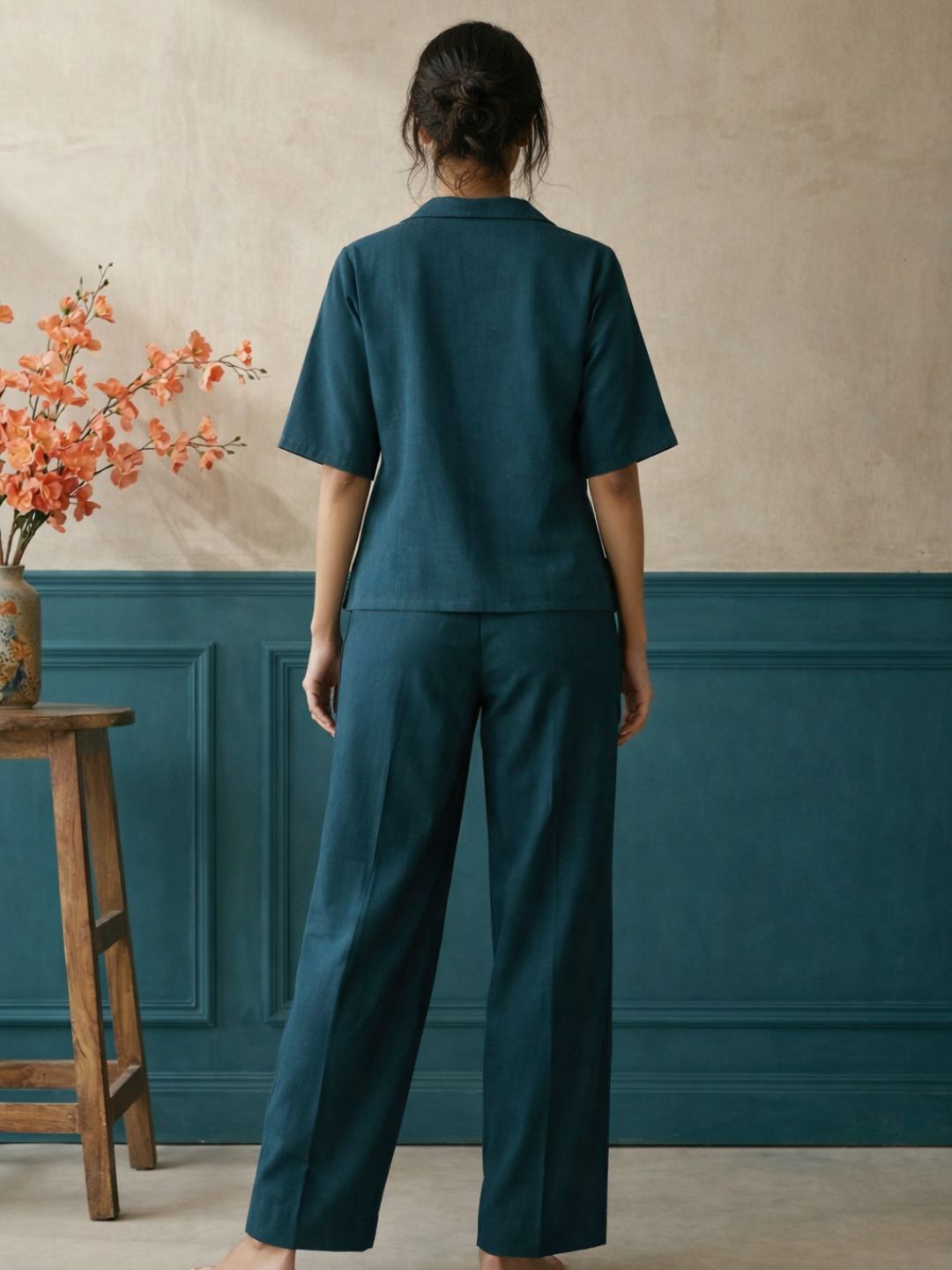 Teal Long Kimono Hand Painted Top