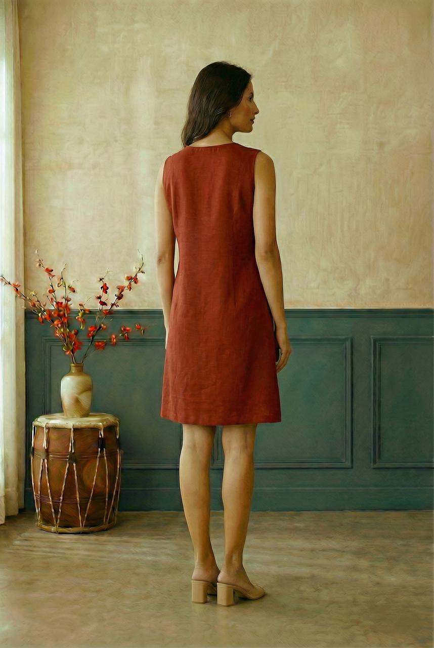 Red Sleeveless A-Line Dress