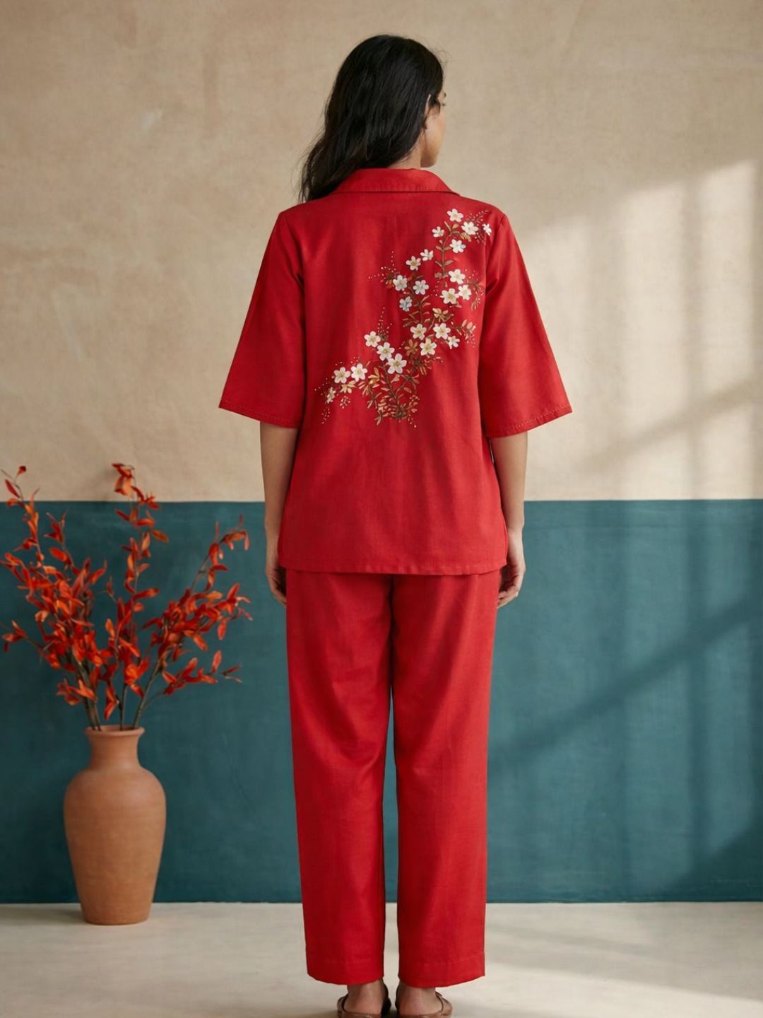 Red  Women Trouser Pant