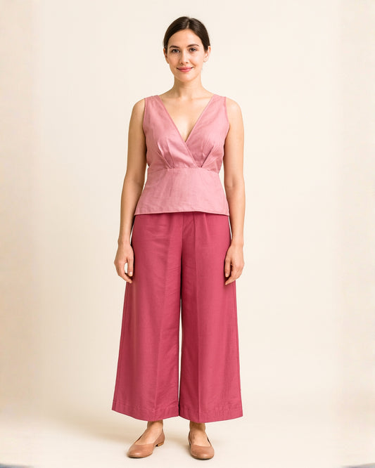 Light Pink Top & Dark Pink Pant Co-ord Set for Women