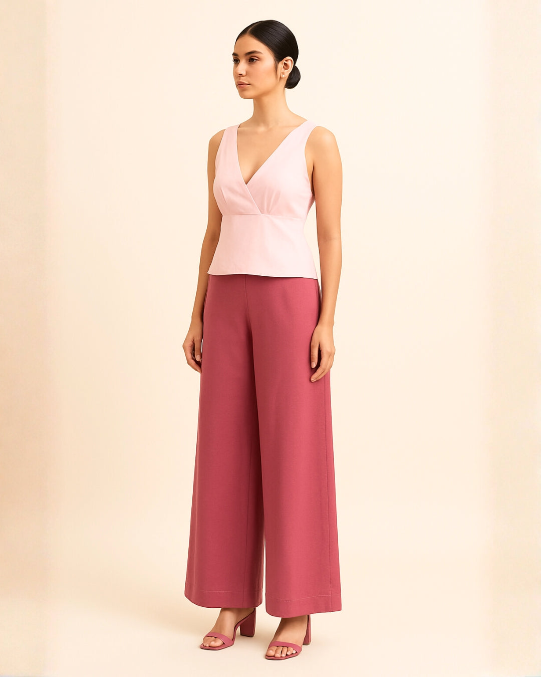 Light Pink Top & Dark Pink Pant Co-ord Set for Women